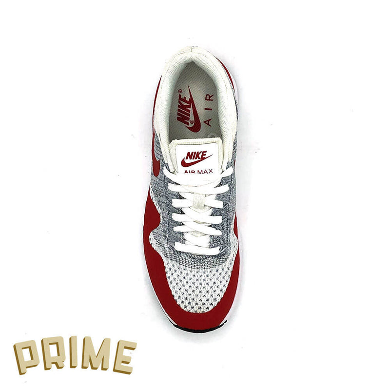Nike Wmns Air Max 1 Ultra Flyknit (White/Pure Platinum-Cool Grey-University Red)